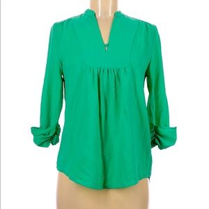 Brixon Ivy Emerald Green Roll Tab Blouse